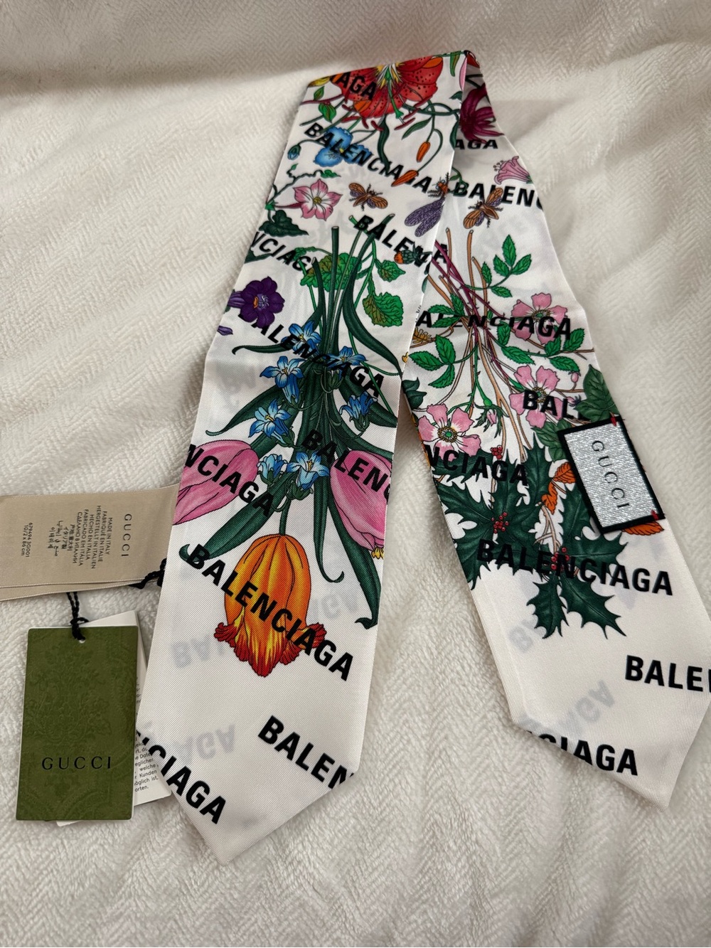 Gucci x Balenciaga The Hacker Project Silk Bandeau Floral Print Scarf